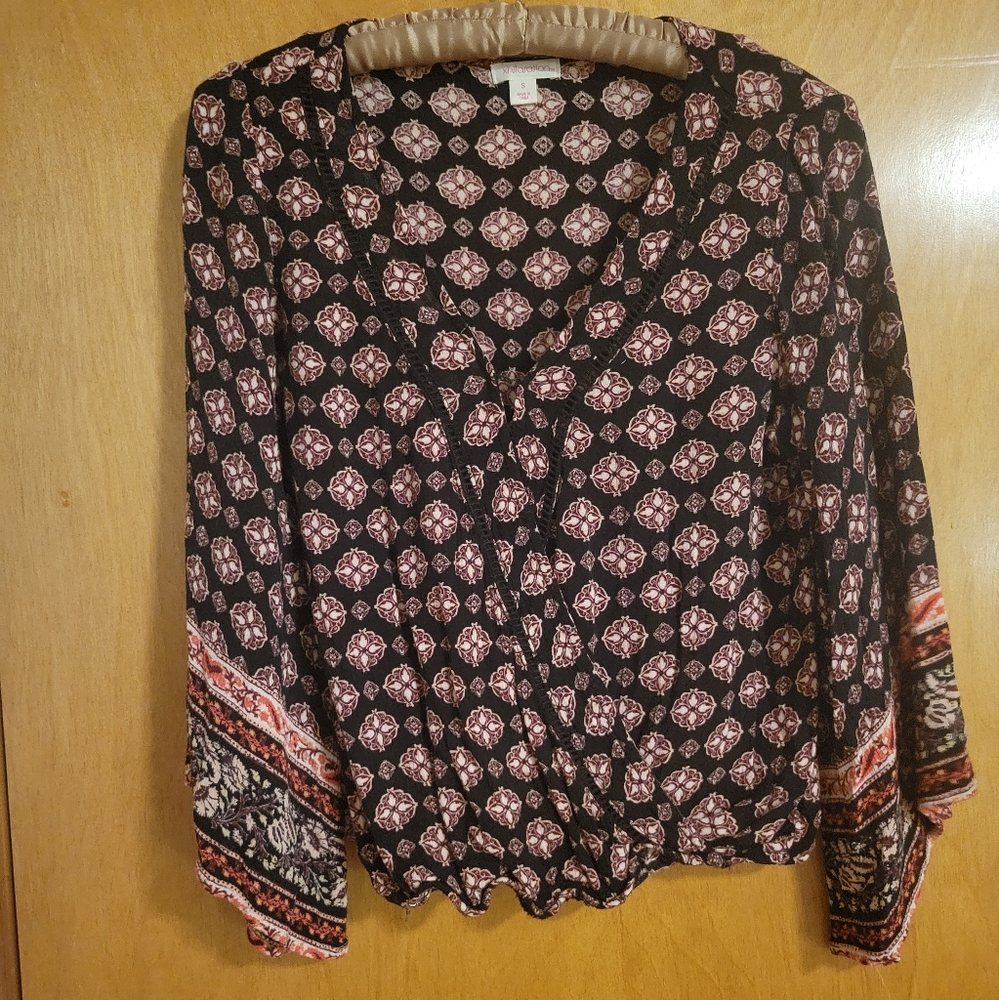 Boho floral faux wrap blouse - small
